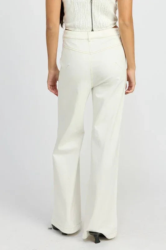 High Waisted Wide Leg Pants - DAVERRI FASHIONS