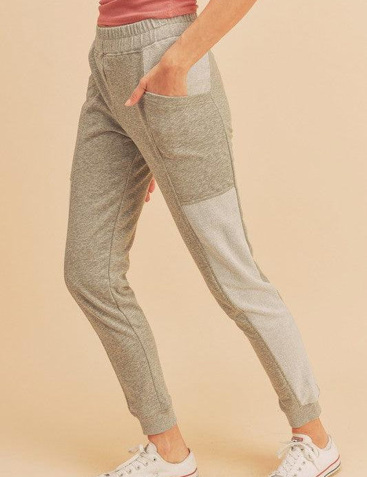 Patch Pockets Tapered Joggers HEATHER GREY Athleisure