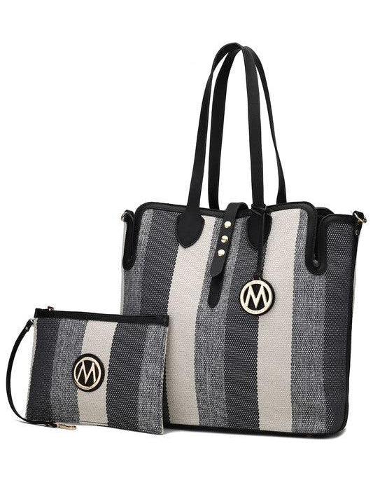 MKF Collection Juliana Oversize Tote & Wristlet Grey Black One Size