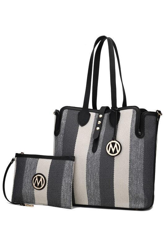 MKF Collection Juliana Oversize Tote & Wristlet Grey Black One Size