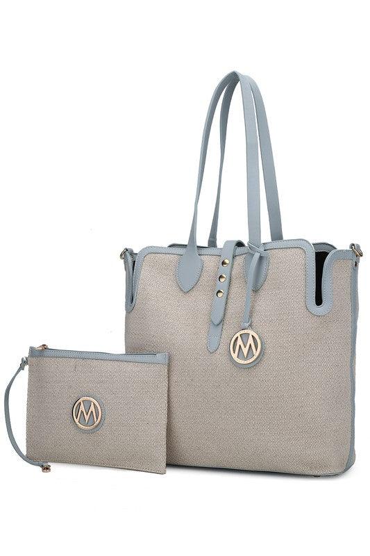 MKF Collection Juliana Oversize Tote & Wristlet Blue combo One Size