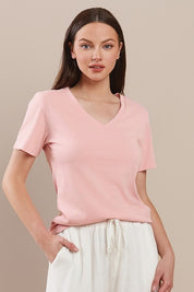 Women's Plain V-neck Cotton T-shirt | T-Shirts Daverri Fashions