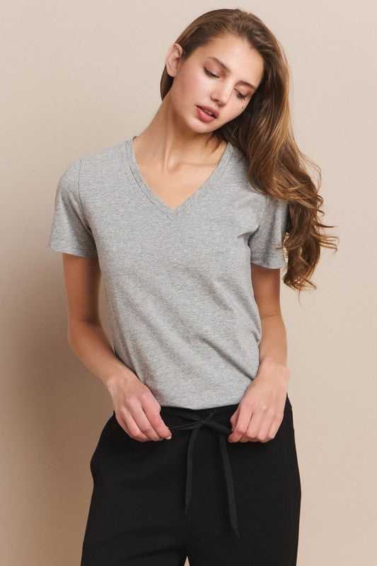 Women's Plain V-neck Cotton T-shirt | T-Shirts Daverri Fashions