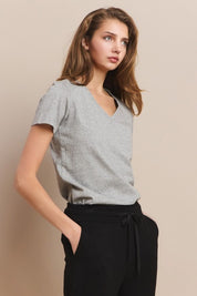 Women's Plain V-neck Cotton T-shirt | T-Shirts Daverri Fashions