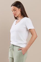 Women's Plain V-neck Cotton T-shirt | T-Shirts Daverri Fashions
