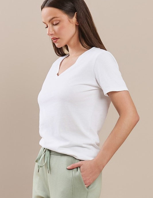 Women's Plain V-neck Cotton T-shirt | T-Shirts Daverri Fashions