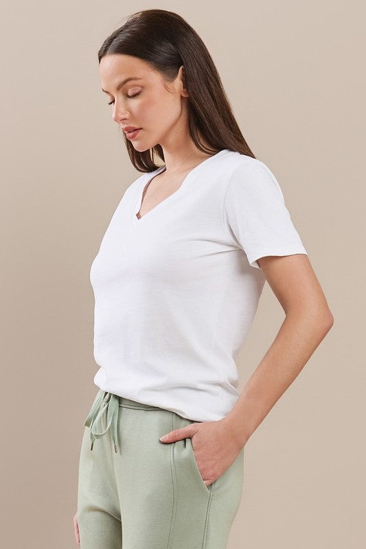 Women's Plain V-neck Cotton T-shirt | T-Shirts Daverri Fashions