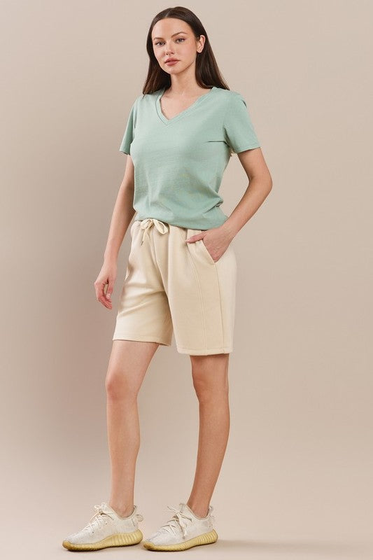 Women's Plain V-neck Cotton T-shirt | T-Shirts Daverri Fashions