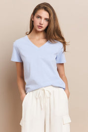 Women's Plain V-neck Cotton T-shirt | T-Shirts Daverri Fashions