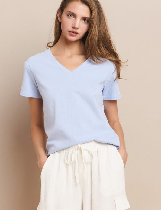 Women's Plain V-neck Cotton T-shirt | T-Shirts Daverri Fashions