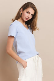 Women's Plain V-neck Cotton T-shirt | T-Shirts Daverri Fashions