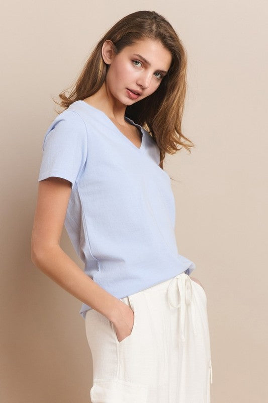 Women's Plain V-neck Cotton T-shirt | T-Shirts Daverri Fashions