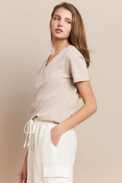 Women's Plain V-neck Cotton T-shirt | T-Shirts Daverri Fashions