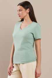 Women's Plain V-neck Cotton T-shirt | T-Shirts Daverri Fashions
