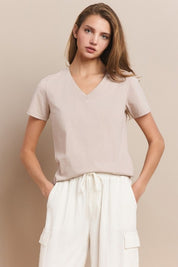 Women's Plain V-neck Cotton T-shirt | T-Shirts Daverri Fashions