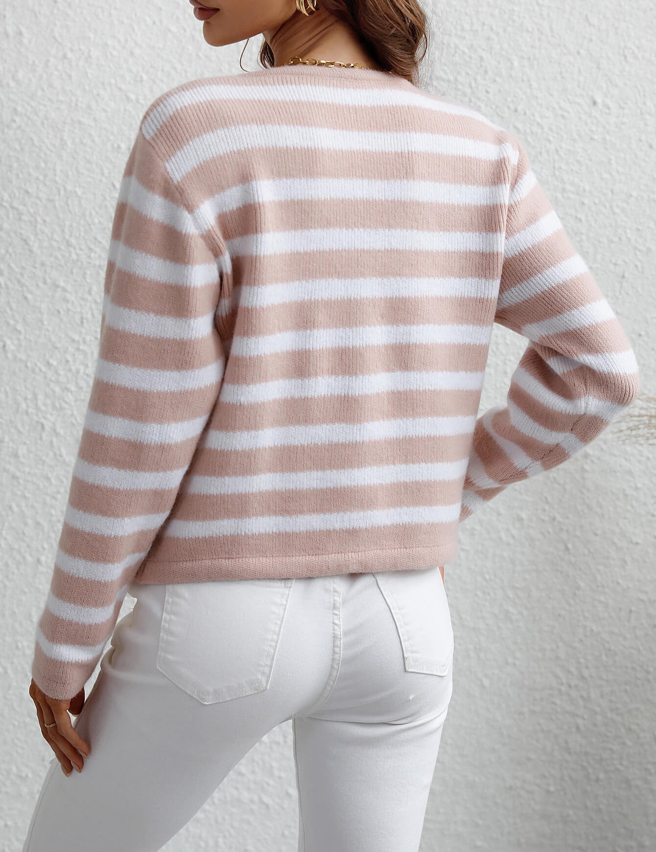 Striped Button Front Cardigan | Cardigans Daverri Fashions