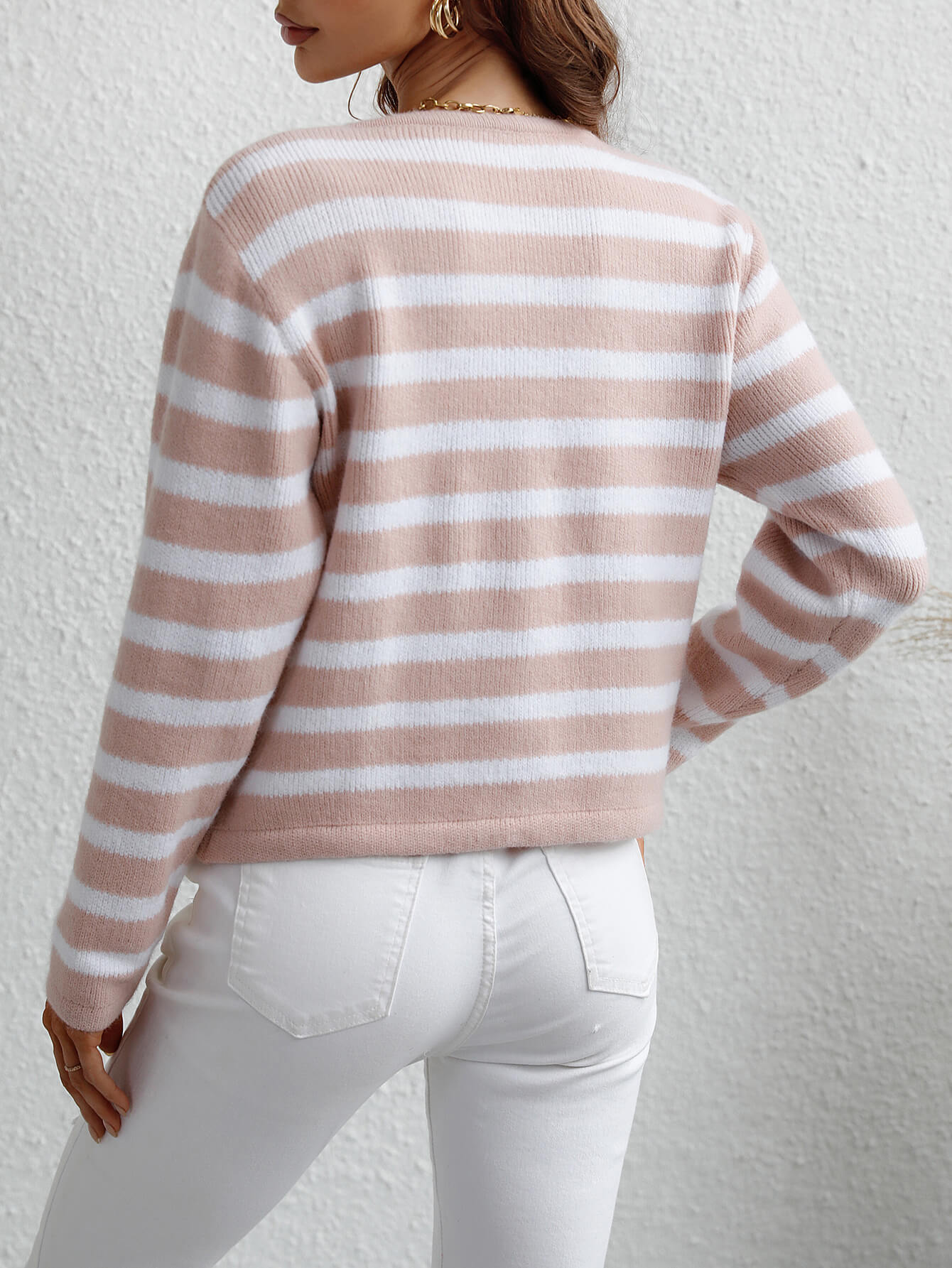 Striped Button Front Cardigan | Cardigans Daverri Fashions
