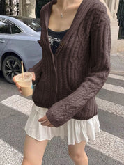 Cable Knit Button Up Cardigan | Cardigans Daverri Fashions
