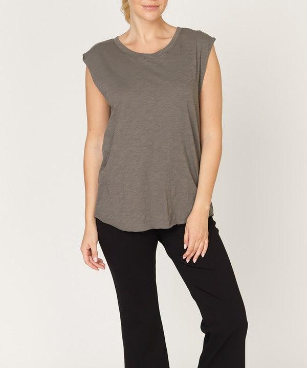 So Cool Vintage Slub Cotton Muscle Tank DULL GREY Tops