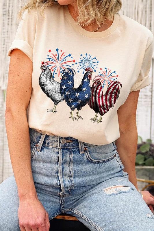 Patriotic USA Chicken Graphic T Shirts CREAM Patriotic Clothing