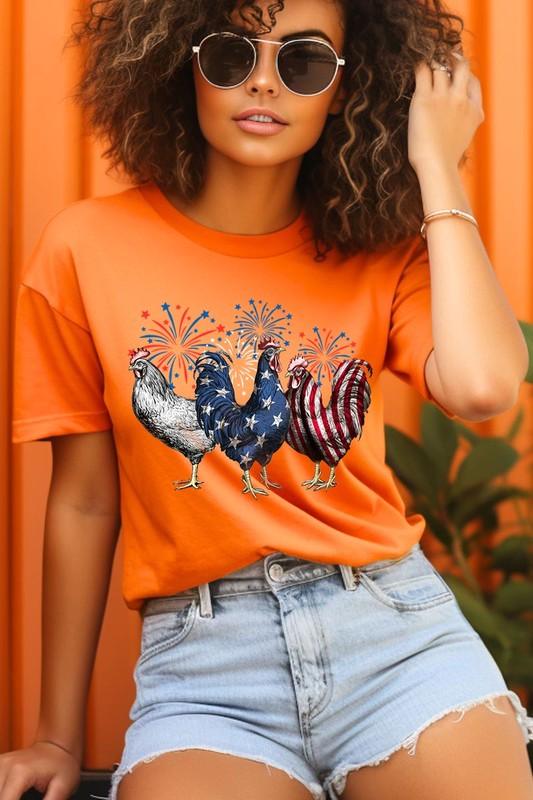 Patriotic USA Chicken Graphic T Shirts ORANGE Patriotic Clothing