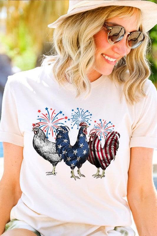 Patriotic USA Chicken Graphic T Shirts VINTAGE WHITE Patriotic Clothing