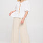 Renee C White Puff Sleeve Front Bow Top Tops