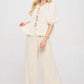 Renee C Linen Puff Sleeve Front Bow Top Tops