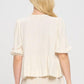 Renee C Linen Puff Sleeve Front Bow Top Tops