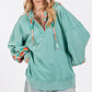 SAGE + FIG Full Size Plaid Print Washed Hoodie Hoodies