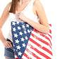 USA Flag Print Canvas Tote Bag - DAVERRI FASHIONS
