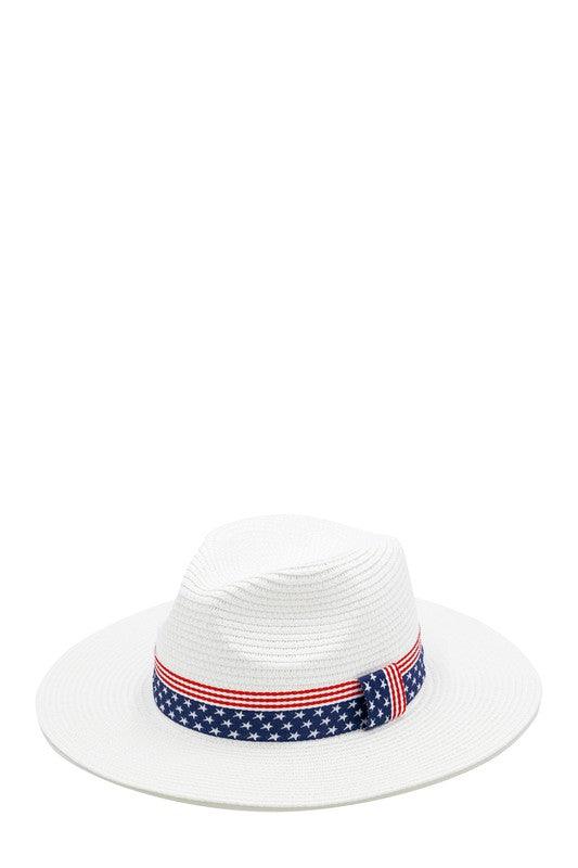 American Flag Sun Hat WHITE OS