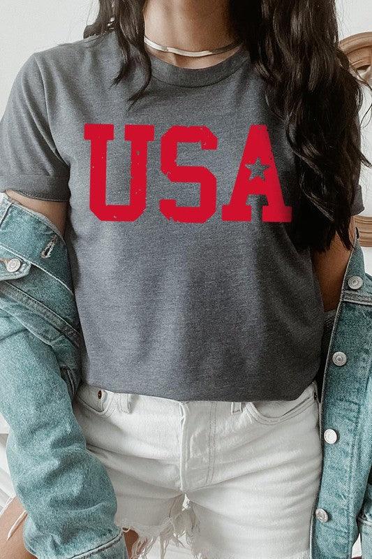 USA Graphic T Shirt DARK GREY HEATHER Graphic Tees