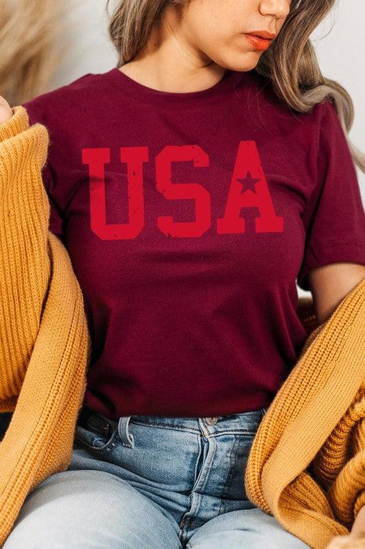 USA Graphic T Shirt MAROON Graphic Tees