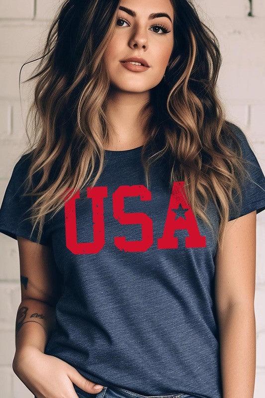 USA Graphic T Shirt HEATHER NAVY Graphic Tees