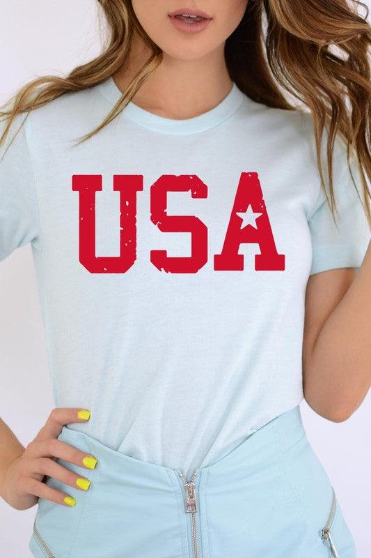 USA Graphic T Shirt ICE BLUE Graphic Tees