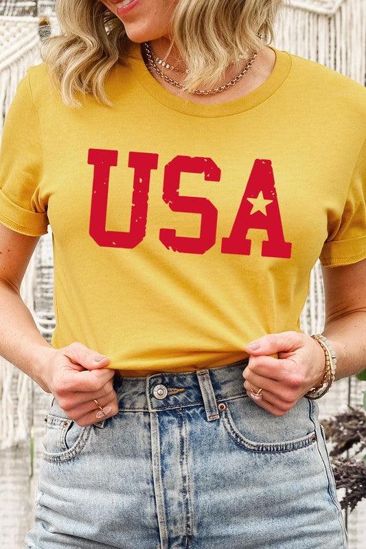 USA Graphic T Shirt MUSTARD Graphic Tees