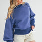 Blue patterned Aemi + Co Echo loose fit knit sweater small