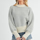 Aemi + Co Echo loose fit knit sweater in cream with geometric pattern