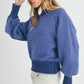 Blue Aemi + Co Echo loose fit knit sweater with geometric pattern