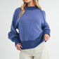 Aemi + Co Echo loose fit knit sweater in small, blue with geometric pattern