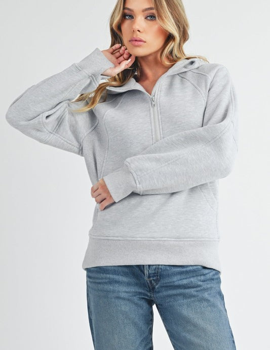 Long Drea Half-Zip Hoodie | Daverri Fashions