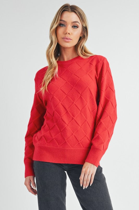 Aemi+Co Waverly Crewneck Sweater RED S Sweaters