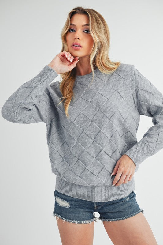 Aemi+Co Waverly Crewneck Sweater SILVER BLUE S Sweaters