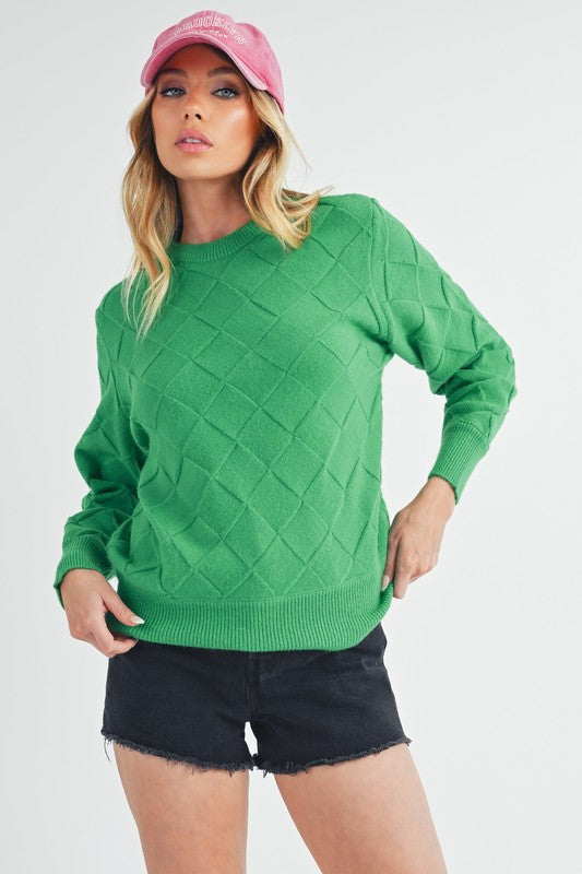 Aemi+Co Waverly Crewneck Sweater Green S Sweaters