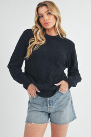 BLACK S Aemi+Co Waverly Crewneck Sweater | Sweaters Daverri Fashions