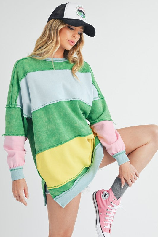 Aemi+Co Rugby Color Block Stripe Sweatershirt Sweatshirts