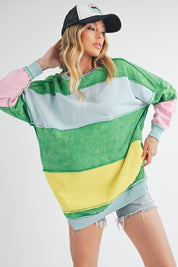 Aemi+Co Rugby Color Block Stripe Sweatershirt Sweatshirts