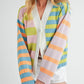 Aemi+Co Striped Drop Shoulder Button Up Cardigan Sweater Cardigans