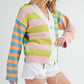 Aemi+Co Striped Drop Shoulder Button Up Cardigan Sweater Cardigans